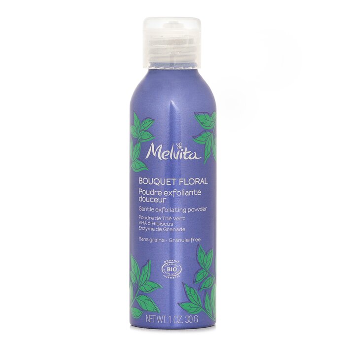 Melvita Bouquet Floral Exfoliating Powder for gentle, natural exfoliation.