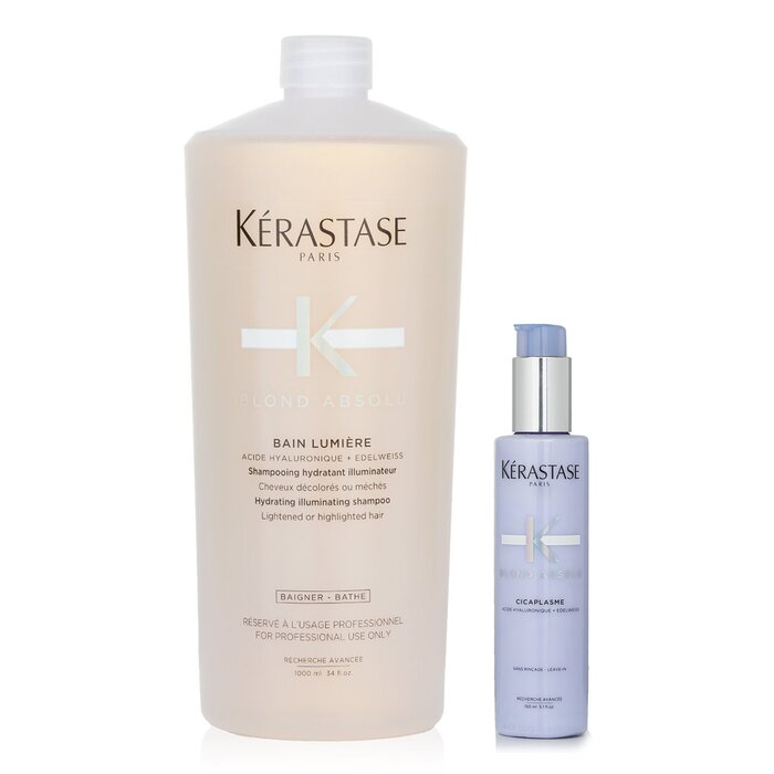 Kerastase Blond Absolu Set 1: Shampoo & Fortifying Heat-Protecting Serum (Lightened or Highlighted Hair) 2pcs Shampoo for daily use in hair care.