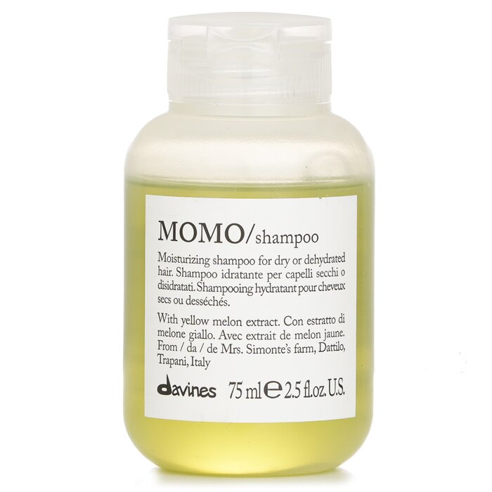 Dry hair shampoo - Davines MOMO Shampoo 75ml for moisturizing and nourishment.