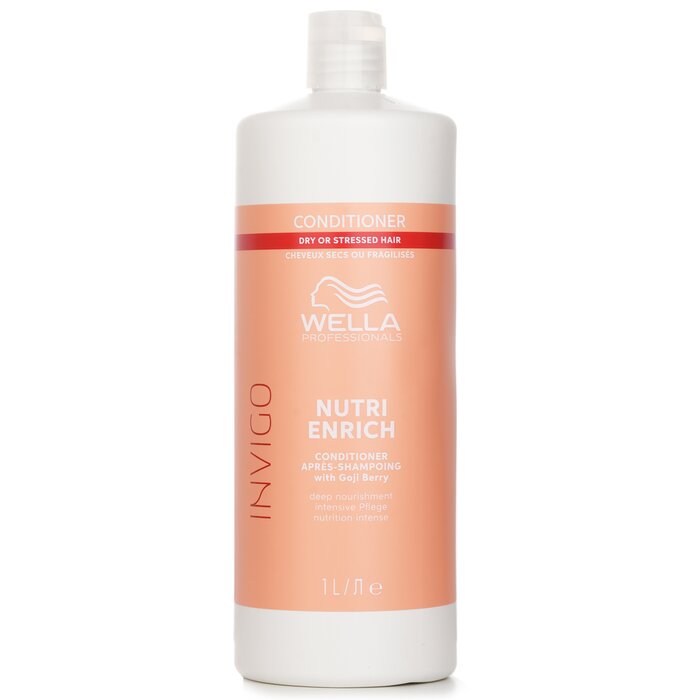 Wella Invigo Nutri Enrich Conditioner With Goji Berry Dry Or Stressed Hair 1000ml hair conditioner for salon & home use
