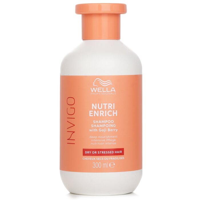 Dry hair shampoo - Wella Invigo Nutri Enrich Shampoo With Goji Berry Dry Or Stressed Hair 300ml for moisturizing and nourishment.