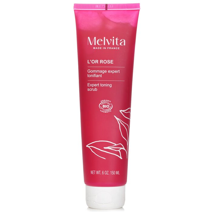 Melvita L'Or Rose Toning Scrub for smooth, radiant, and toned skin.