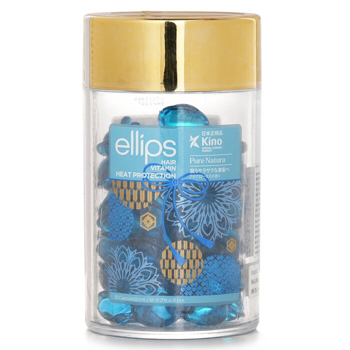 Ellips Hair Vitamin Heat Protection Oil - Pure Natura (Blue) 50capsules x1ml - perfect for hair treatment at home