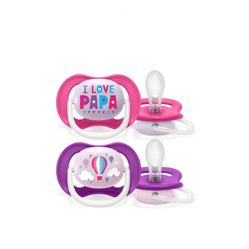 Ultra Air Happy Pacifier 6-18m Pink/Purple x2