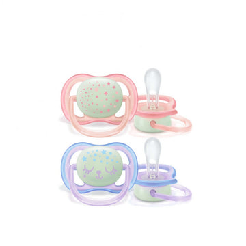 Ultra Air Night-Time Pacifier 0-6m Pink/Purple x2